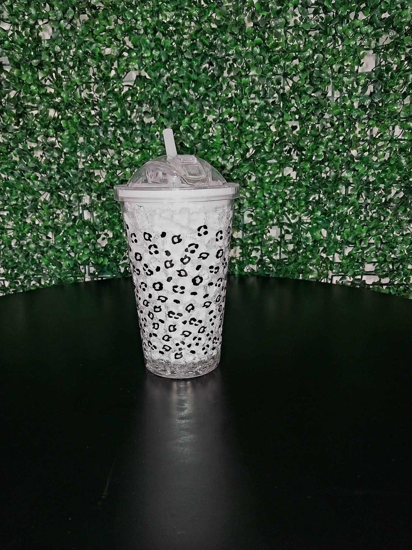 500ML Push-Open Lid Leopard Print Travel Tumbler Straw Cup